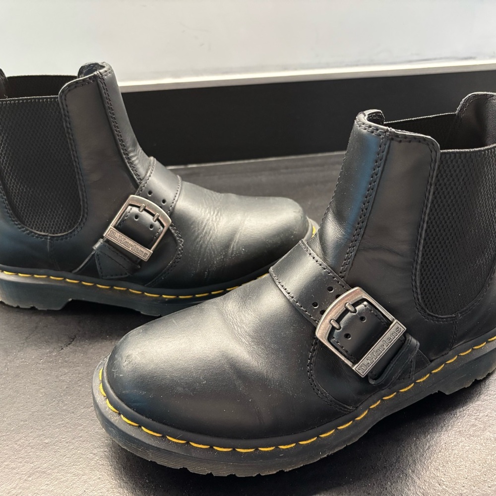 Black Leather Boots with Buckle